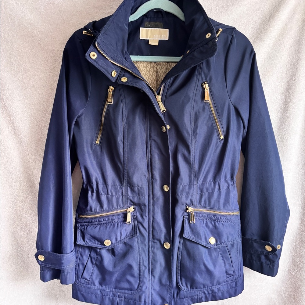 Michael Kors Navy Utility Jacket with Gold Details Women’s Sz XS